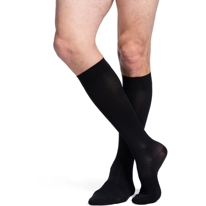 Sigvaris Opaque Men's 20-30 mmHg Knee High w/ Silicone Grip-Top, Black