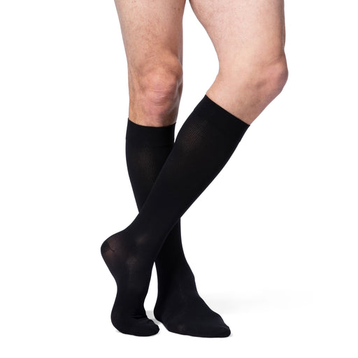 Sigvaris Opaque Men's 30-40 mmHg Knee High w/ Silicone Grip-Top, Light Black