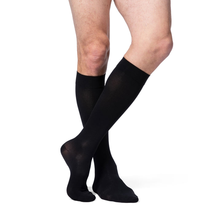 Sigvaris Opaque Men's 30-40 mmHg Knee High w/ Silicone Grip-Top, Light Black