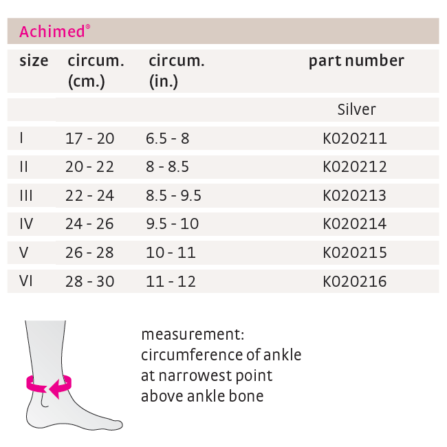 medi Achimed Achilles Support, Size Chart