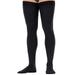 Black thigh high compression worn by a person on a white background