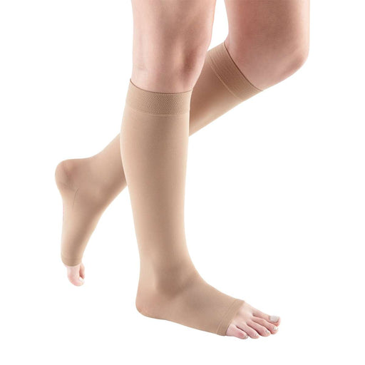 Mediven Comfort Knee High w/ Silicone Top Band, Open Toe, Beige