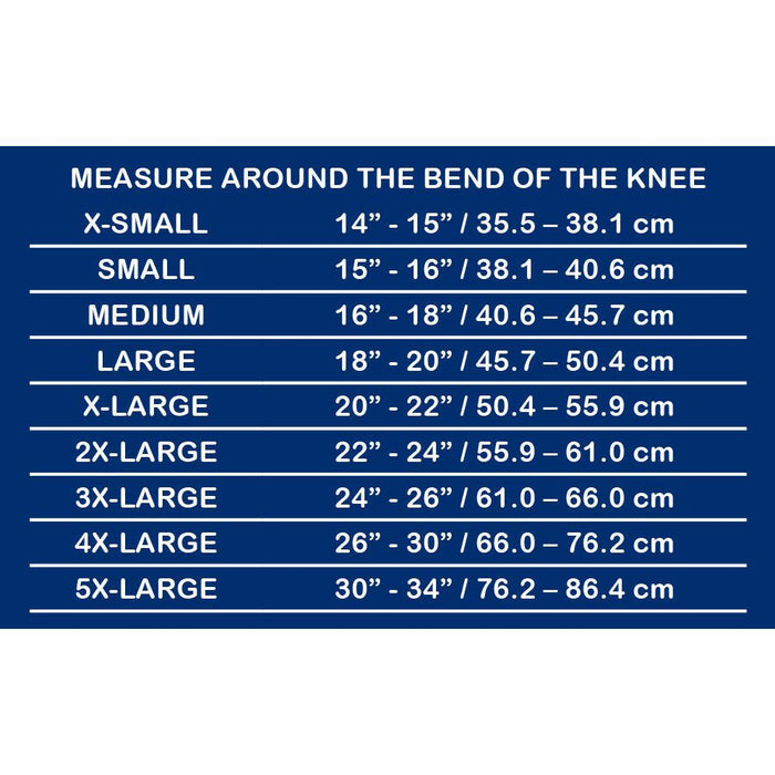 OTC Neoprene Knee Stabilizer Wrap - Hinged Bars, Size Chart