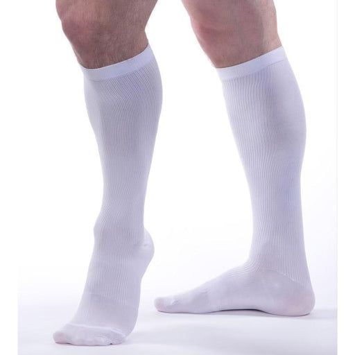 Allegro Essential Mens Ribbed Socks 15-20mmHg - #103, White