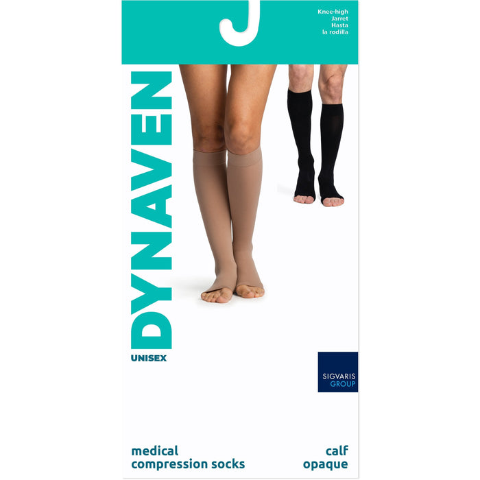 Dynaven Opaque Women's 20-30 mmHg OPEN TOE Knee High w/ Silicone Grip Top