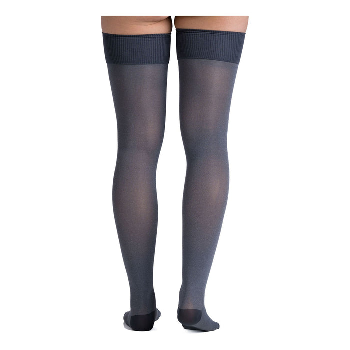 Allegro Soft - Heather Opaque Microfiber Thigh Highs 15-20 mmHg - #265, Charcoal, Back
