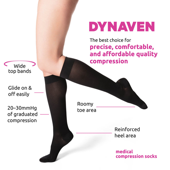 Dynaven Women's 20-30 mmHg Knee High, Features