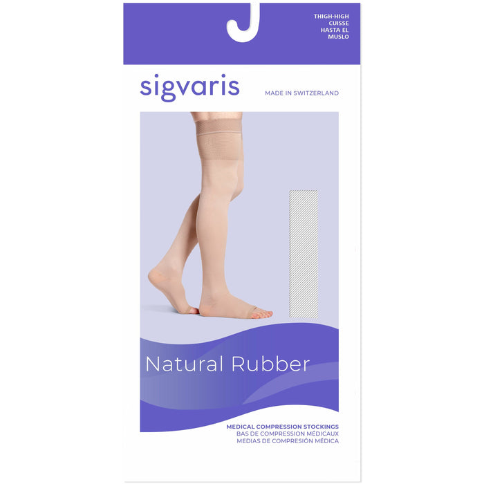 Sigvaris Natural Rubber 30-40 mmHg OPEN TOE Thigh High, Box