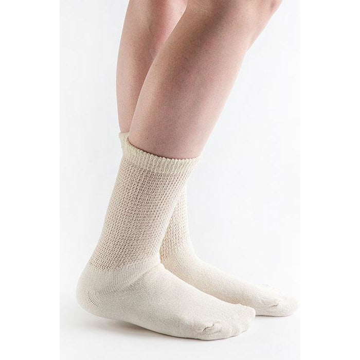 Doc Ortho Loose Fit Diabetic Crew Socks, 3 pairs, Clearance, Tan