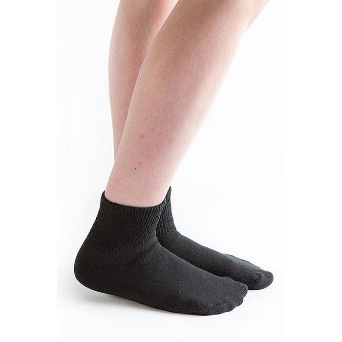 Doc Ortho Loose Fit Diabetic 1/4 Crew Socks, 3 pairs, Black