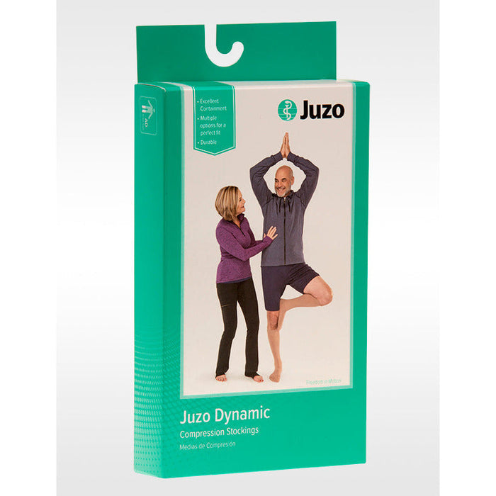 Juzo Dynamic Thigh High 30-40 mmHg w/ Silicone Band, Open Toe, Trend Colors, Box