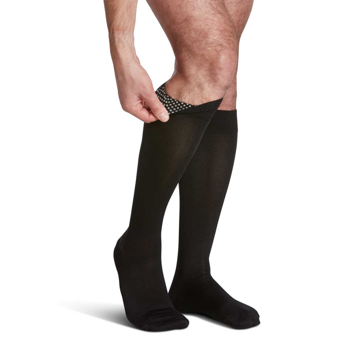 Sigvaris Microfiber Men's Knee High 30-40 mmHg w/ Silicone Beaded Grip-Top