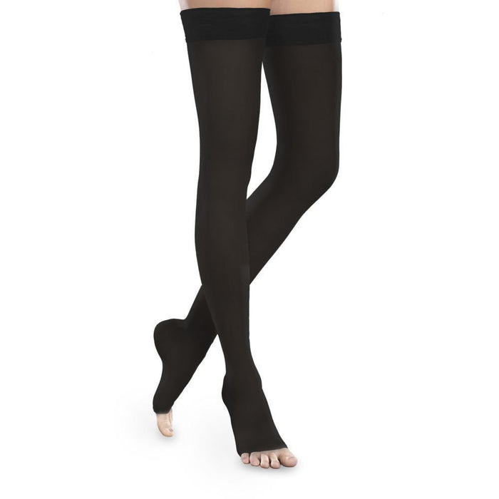 Therafirm® Sheer Ease Women's Thigh High, Open Toe, Black