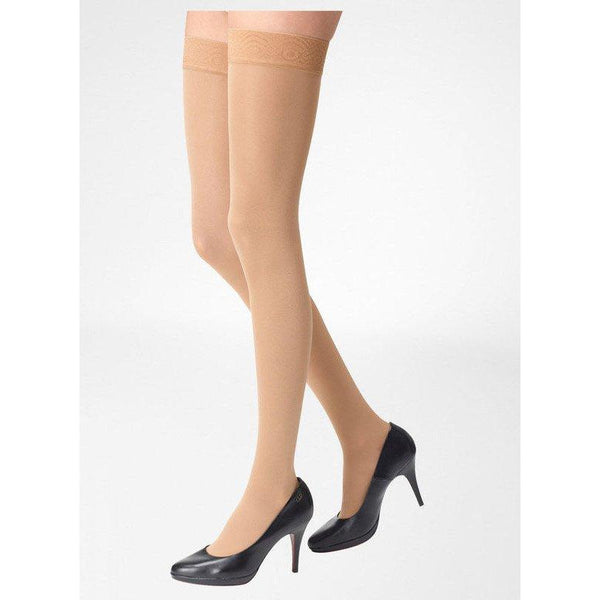 VenoTrain Knee High Open Toe Compression Stockings - Caramel