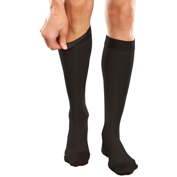 Therafirm Ease Opaque 30-40 mmHg Knee High w/ Silicone Top Band, Black