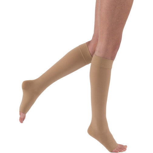 JOBST® Relief Knee High 30-40 mmHg w/ Silicone Top Band, Open Toe, Beige