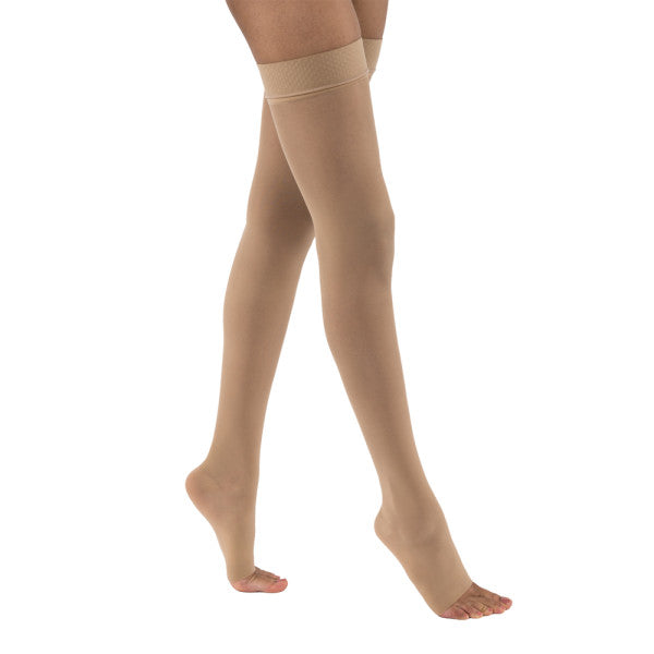JOBST® UltraSheer Women's 30-40 mmHg OPEN TOE Thigh High w/ Dotted Silicone Top Band, Natural