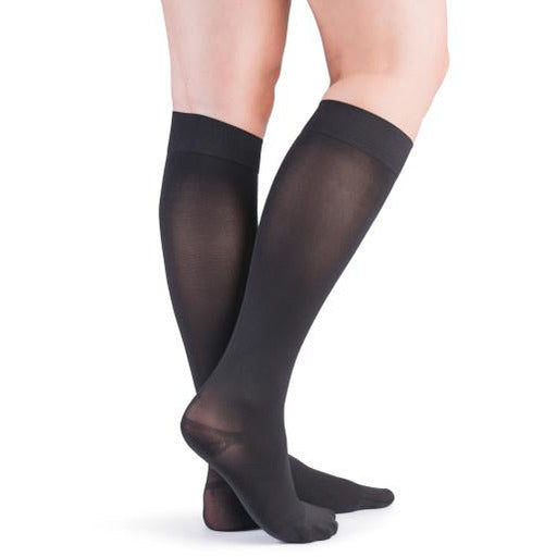 VenActive Women's Premium Opaque Knee Highs 15-20 mmHg, Black, Back