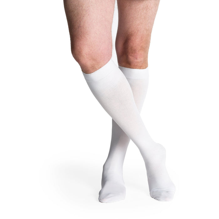 Sigvaris Cotton Men's 30-40 mmHg Knee High, White
