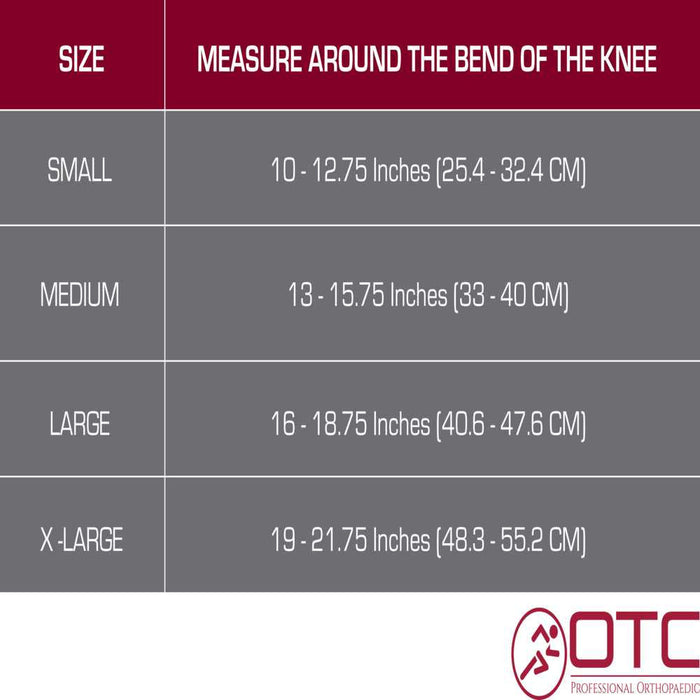 OTC Neoprene Knee Sleeve - Hor-shu Pad, Size Chart